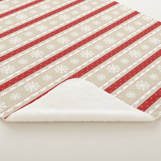 Cute Red White beige kerstsnowflakes patroon Sherpa Deken (3/4)