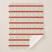 Cute Red White beige kerstsnowflakes patroon Sherpa Deken (Voorkant)