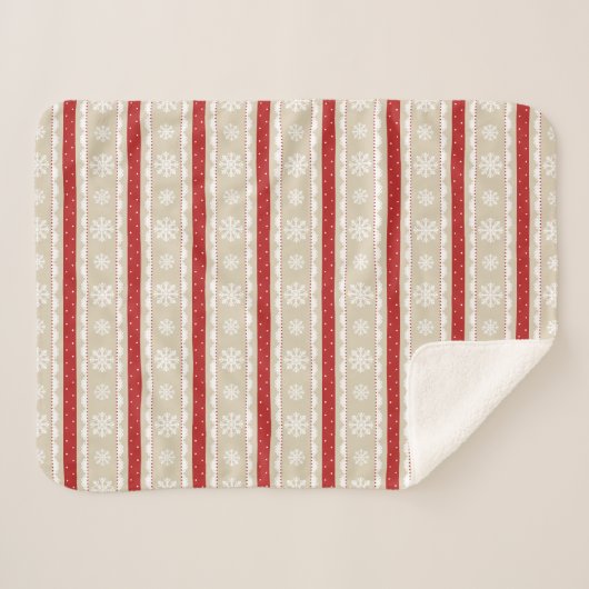 Cute Red White beige kerstsnowflakes patroon Sherpa Deken (Voorkant (horizontaal))