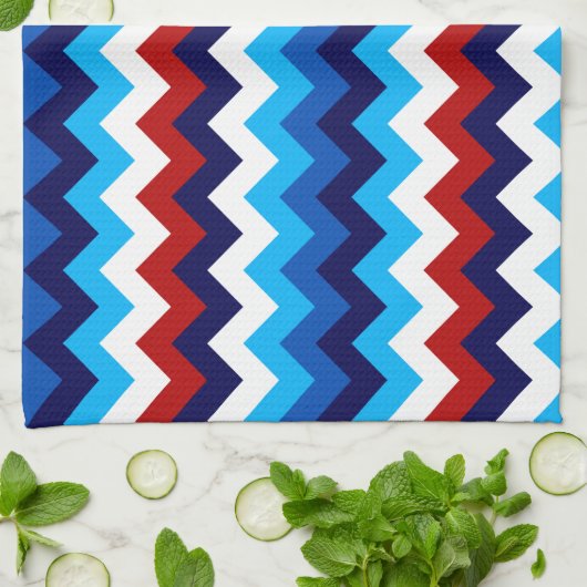 Cute Red White Blue Chevrons Kitchen Towel Theedoek (Gevouwen)