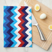 Cute Red White Blue Chevrons Kitchen Towel Theedoek (Quarter Fold)