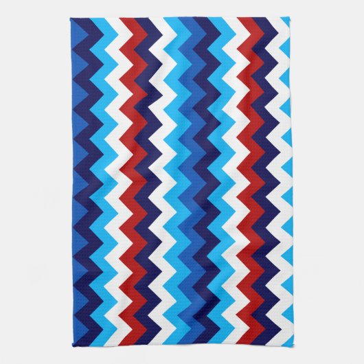 Cute Red White Blue Chevrons Kitchen Towel Theedoek (Verticaal)