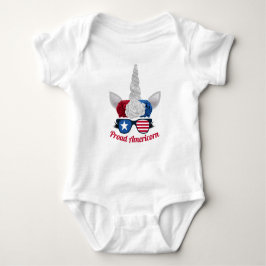 Cute Red White Blue Glitter Unicorn Romper