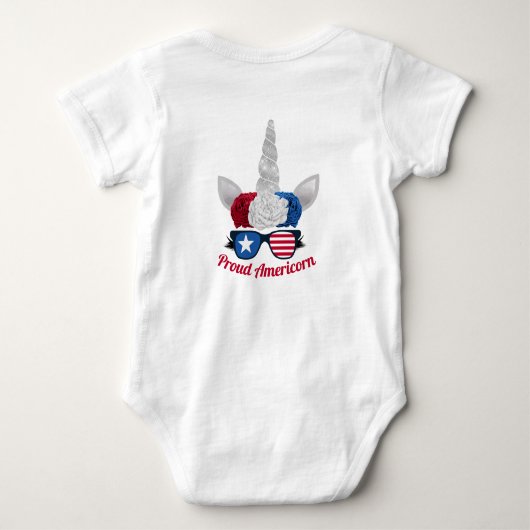 Cute Red White Blue Glitter Unicorn Romper (Achterkant)