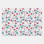 Cute Red White Blue Neurse Doctor Medische Patrone Inpakpapier Vel (Voorkant)