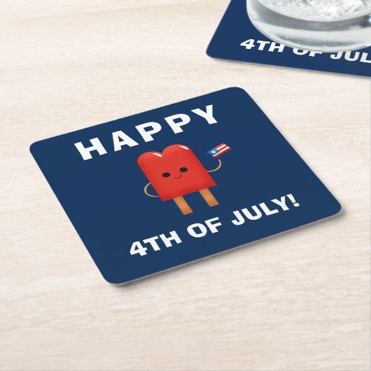 Cute Red, White & Blue Popsicle 4 juli Kartonnen Onderzetters (Schuin)