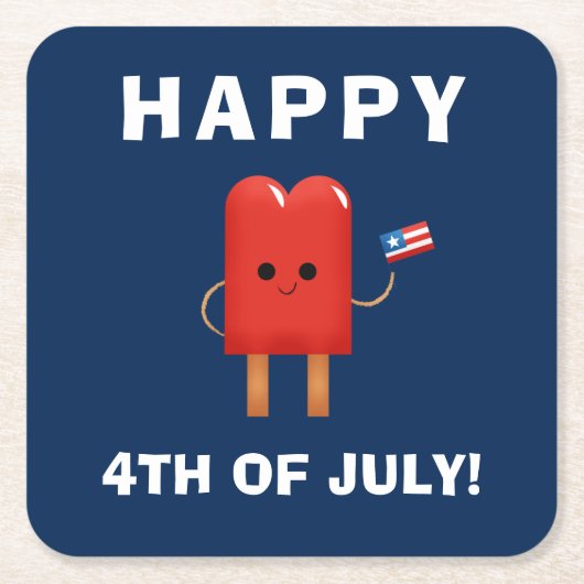 Cute Red, White & Blue Popsicle 4 juli Kartonnen Onderzetters (Voorkant)