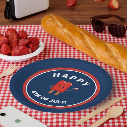 Cute Red, White & Blue Popsicle 4 juli Papieren Bordje (Picknick)