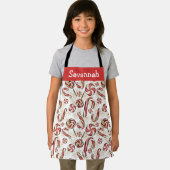 Cute Red & White Candy Cane Snoepjes Pattern Schort (Insitu)