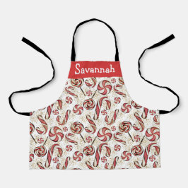 Cute Red & White Candy Cane Snoepjes Pattern Schort