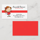 Cute Red & White Childcare Babyzittend Visitekaartje (Voorkant / Achterkant)