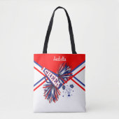 Cute Red, White en Blue Cheerleader Design 2 Tote Bag (Voorkant)