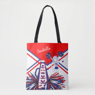 Cute Red, White en Blue Cheerleader Design Tote Bag