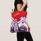 Cute Red, White en Blue Cheerleader Design Tote Bag (Dichtbij)