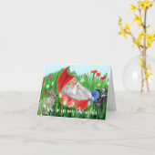 Cute Red, White en Blue Digital Painome Kaart (Gele Bloem)