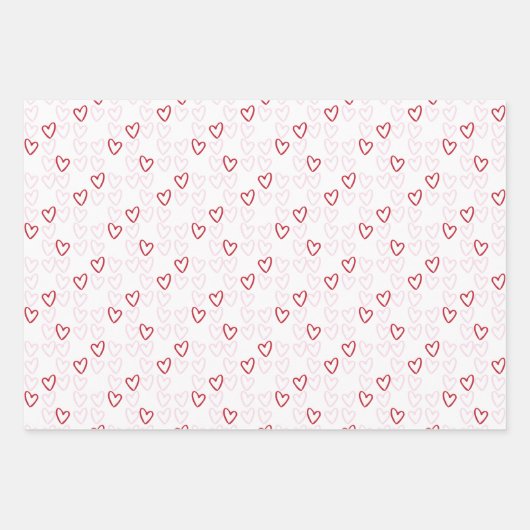 Cute Red White en roze harten Valentijnsdag Inpakpapier Vel (Voorkant 2)