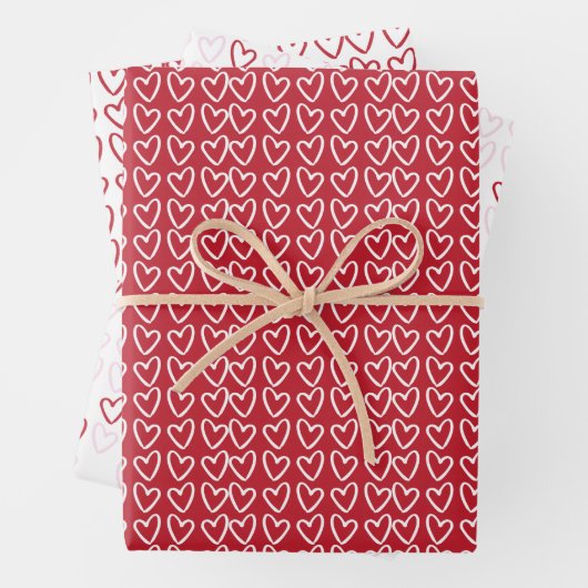 Cute Red White en roze harten Valentijnsdag Inpakpapier Vel (In situ)