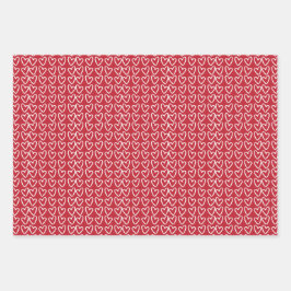 Cute Red White en roze harten Valentijnsdag Inpakpapier Vel