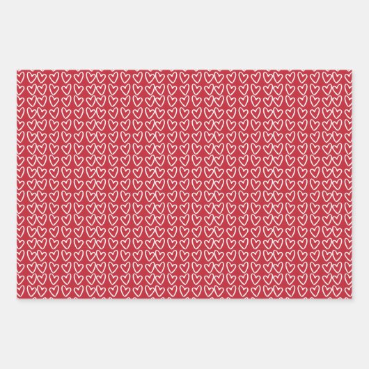 Cute Red White en roze harten Valentijnsdag Inpakpapier Vel (Voorkant)
