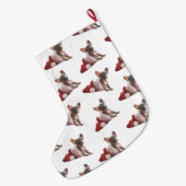 Cute Red White French Bulldog Santa Hat Kerstmis Grote Kerstsok (Achterkant (Hangend))