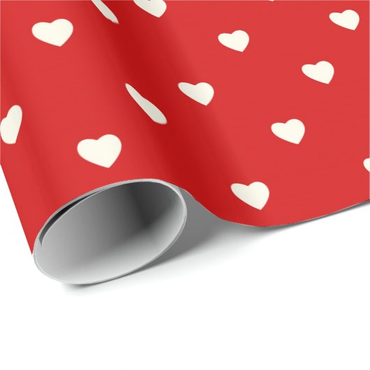 Cute Red White Heart Pattern Kinder Valentijnsdag Cadeaupapier (Rol Hoek)