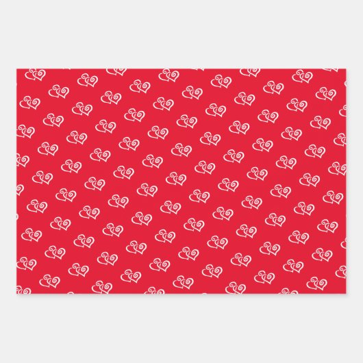 Cute Red & White Heart Valentijns Wrapping Inpakpapier Vel (Voorkant 3)