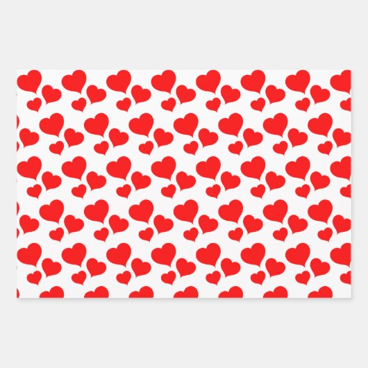 Cute Red & White Heart Valentijns Wrapping Inpakpapier Vel (Voorkant)