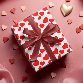 Cute Red & White Heart Valentijns Wrapping Inpakpapier Vel