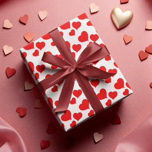 Cute Red & White Heart Valentijns Wrapping Inpakpapier Vel