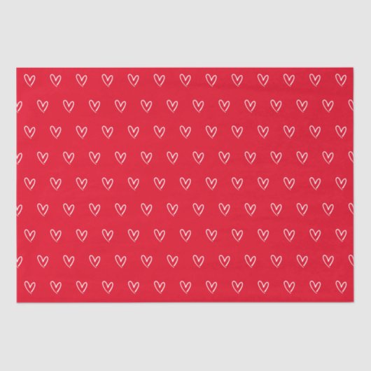 Cute Red White Heart Valentijnsdag Pattern Love T Tissuepapier (Voorkant)