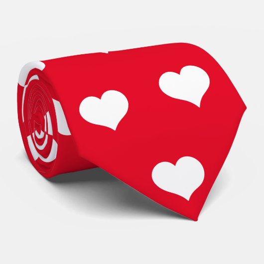 Cute Red White Heart Valentijnsdag Pattern Stropdas (Opgerold)