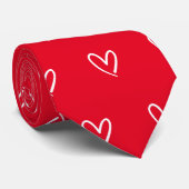 Cute Red White Heart Valentijnsdag Pattern Stropdas (Opgerold)