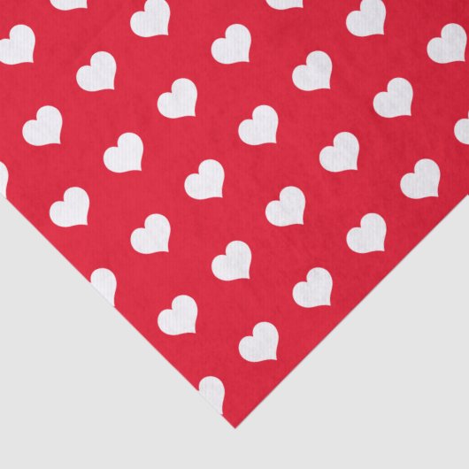 Cute Red White Heart Valentijnsdag Pattern Tissuepapier (Detail)