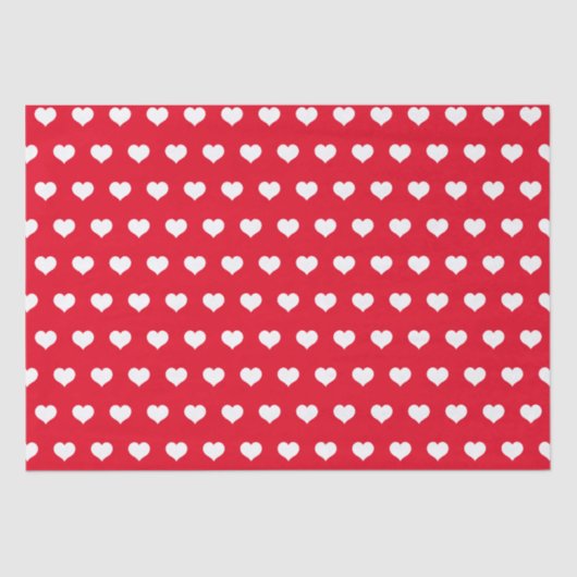 Cute Red White Heart Valentijnsdag Pattern Tissuepapier (Voorkant)