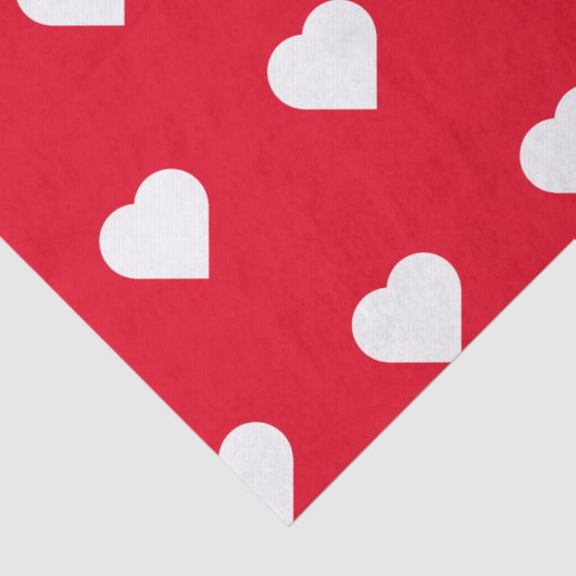 Cute Red White Heart Valentijnsdag Pattern Tissuepapier (Detail)