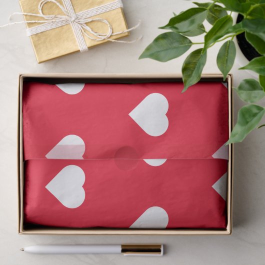 Cute Red White Heart Valentijnsdag Pattern Tissuepapier (Geschenk)