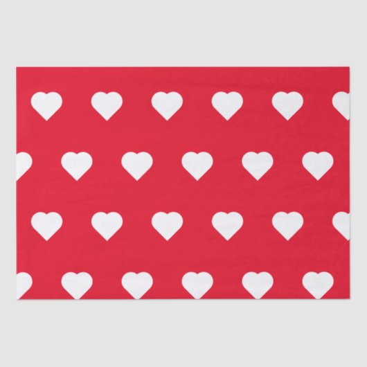 Cute Red White Heart Valentijnsdag Pattern Tissuepapier (Voorkant)