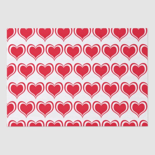 Cute Red White Heart Valentijnsdag Pattern Tissuepapier (Voorkant)