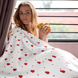 Cute Red & White Hearts naadloos patroonpatroon Fleece Deken