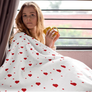 Cute Red & White Hearts naadloos patroonpatroon Fleece Deken