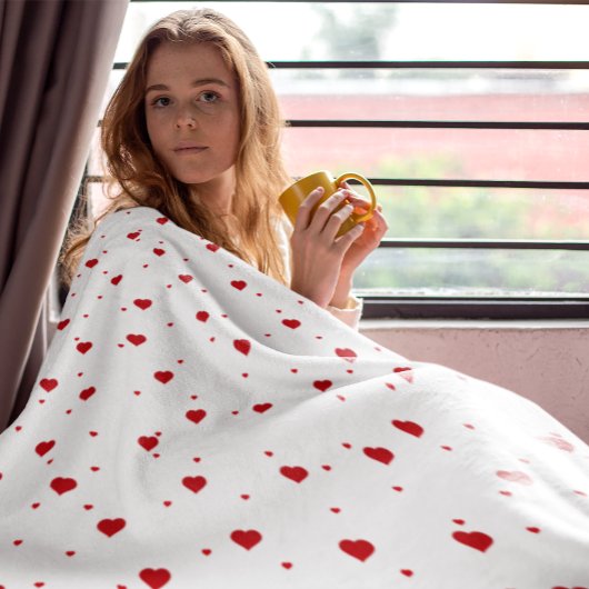 Cute Red & White Hearts naadloos patroonpatroon Fleece Deken