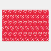 Cute Red White Hearts Pattern Valentijn Inpakpapier Vel (Voorkant 3)
