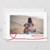 Cute red white line hartfoto valentine day feestdagenkaart (Voorkant)