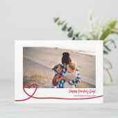 Cute red white line hartfoto valentine day feestdagenkaart (Staand voorkant)