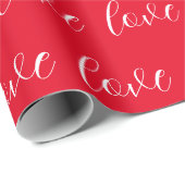 Cute Red White Love Pattern Valentijn Modern Cadeaupapier (Rol Hoek)