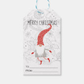 Cute Red White Merry Kerstmis Gnome Holiday Gift Cadeaulabel (Voorkant)