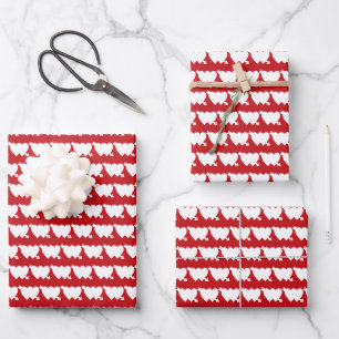 Cute red white modern double-hartpijlpatroon inpakpapier vel