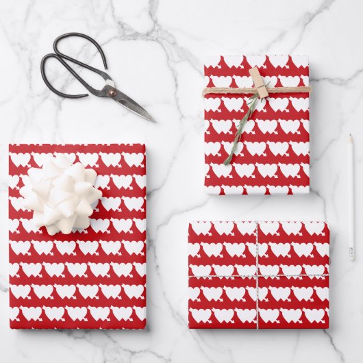 Cute red white modern double-hartpijlpatroon inpakpapier vel (Voorkant)