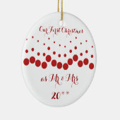 Cute Red & White Ons eerste kerstsieraad Keramisch Ornament (Rechts)