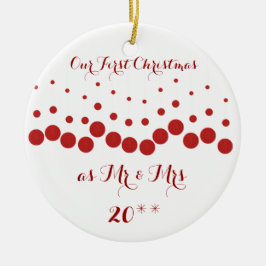 Cute Red & White Ons eerste kerstsieraad Keramisch Ornament